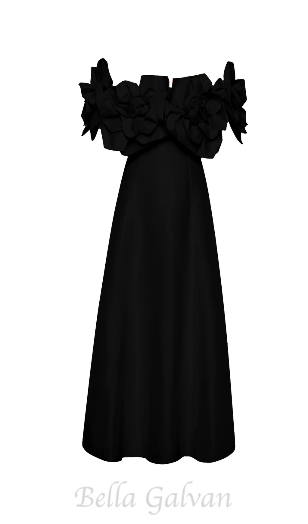 Flowering Girl Women Etta flower strapless midi dress in black