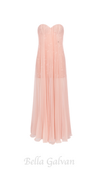Flowering Girl Women Thea Strapless Mesh Backless maxi Dress in pink