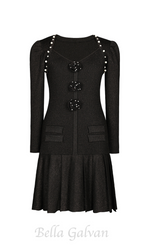 Flowering Girl Women flower knit mini dress in black