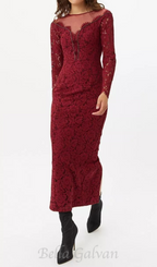 Flowering Girl Women lace hollow maxi dress in red