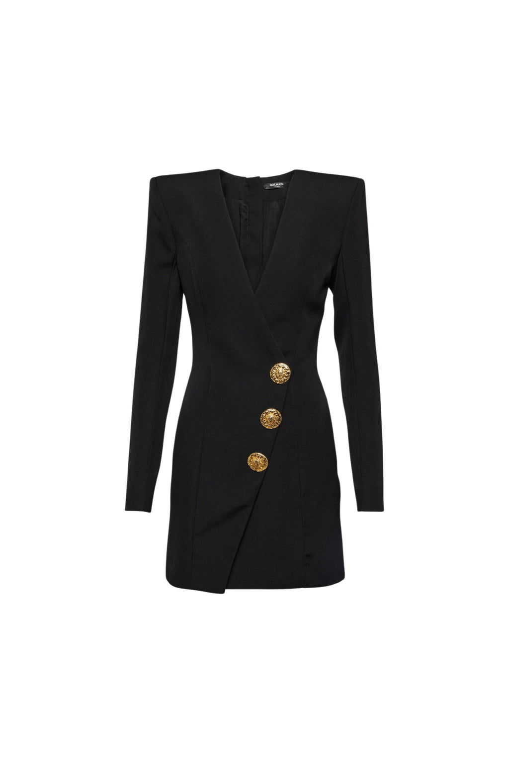 Flowering Girl Women Black Velvet V-Neck Metal Button Mini Dress