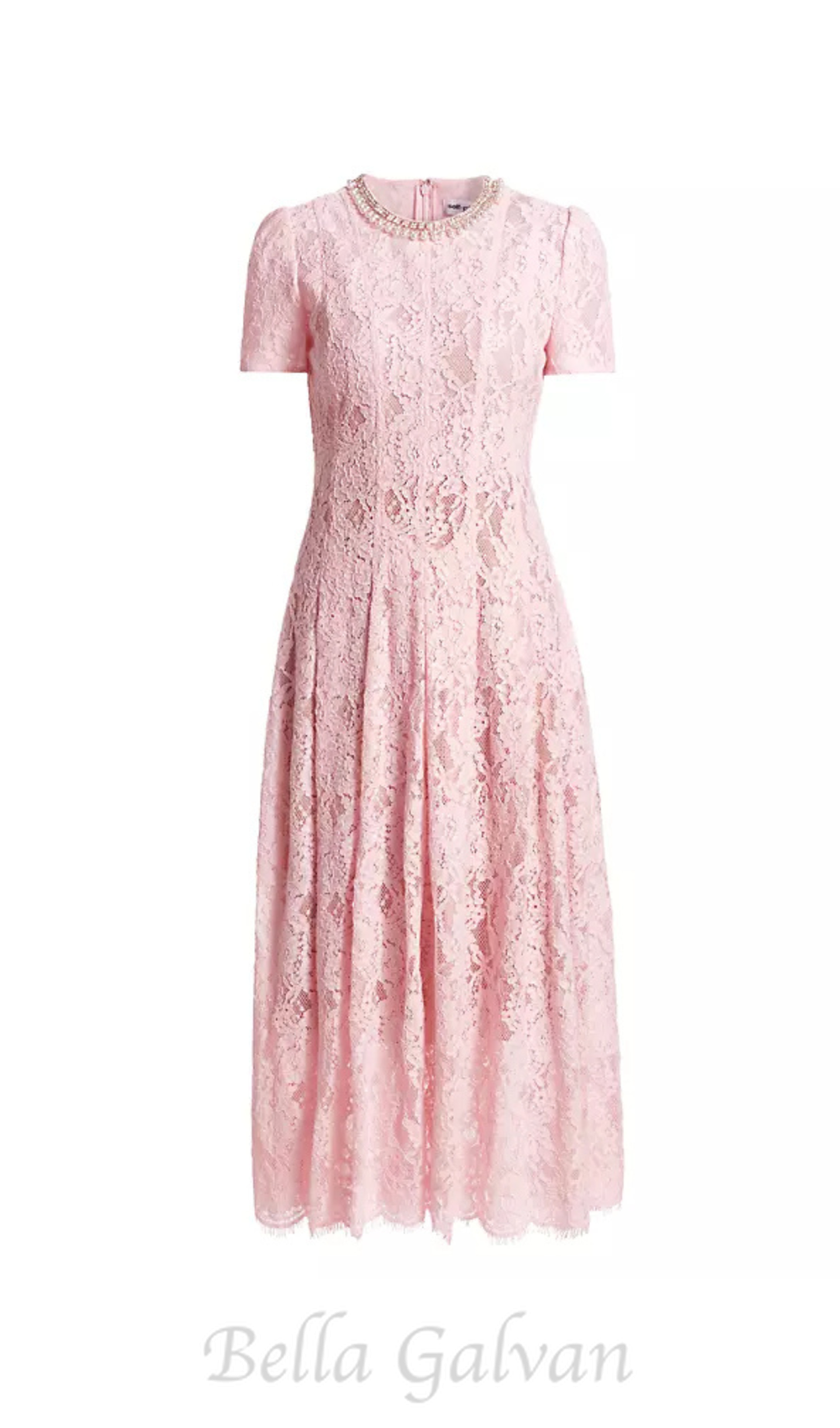 Flowering Girl Women Sequin Floral Lace Midi Dress in pink