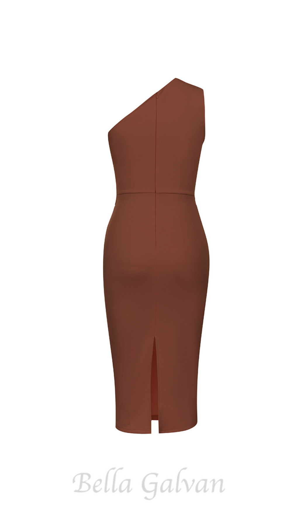 Flowering Girl Women ONE SHOULDER SLIT MIDI DRESS IN brown