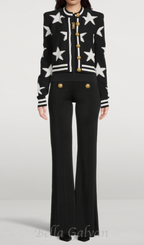 Flowering Girl Women Star Jacquard black Cardigan