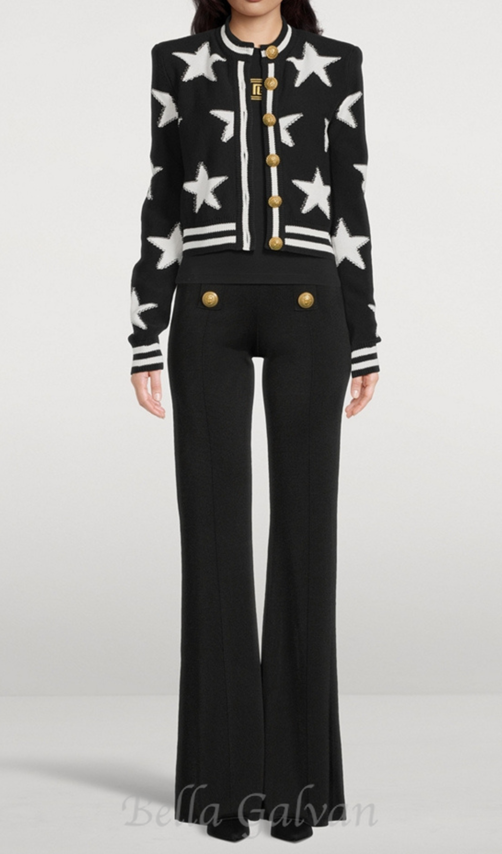 Flowering Girl Women Star Jacquard black Cardigan
