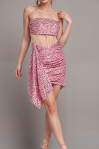 Flowering Girl Women Sequin Mesh Ruched Mini Dress