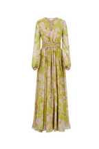 Flowering Girl Women selena floral lace up puff sleeve maxi dress