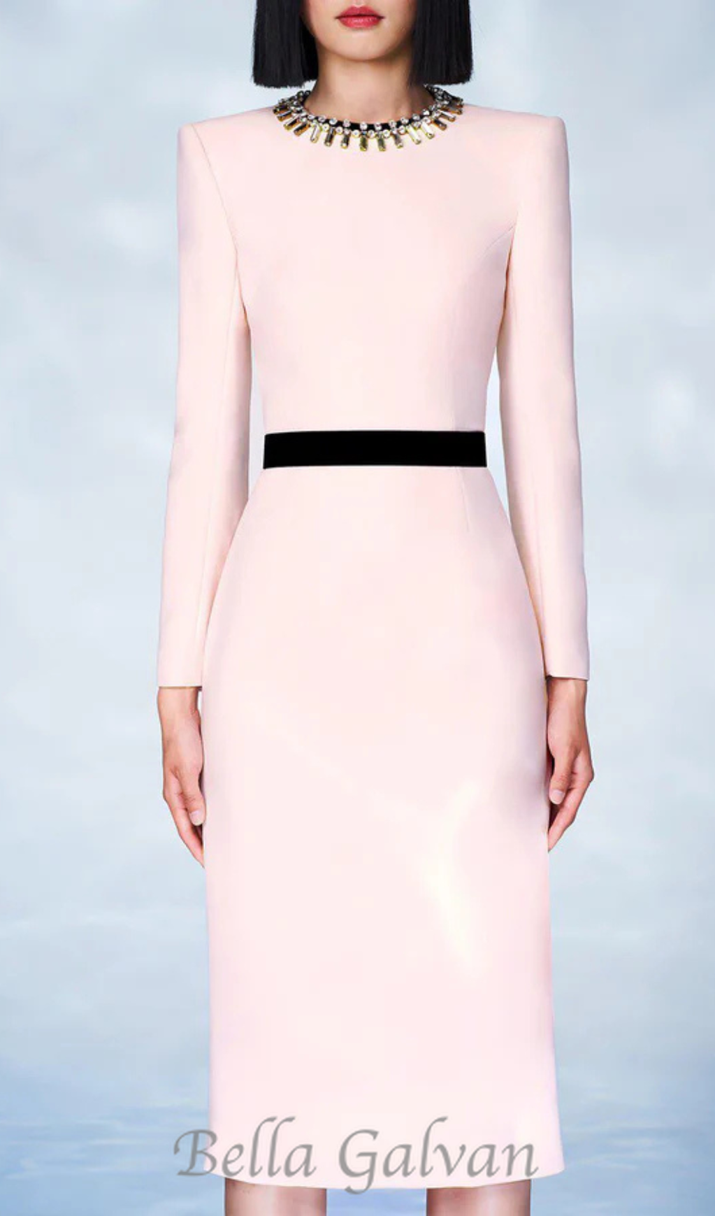 Flowering Girl Women diamond-embellished sheath maxi dress in pink