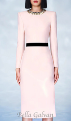 Flowering Girl Women diamond-embellished sheath maxi dress in pink