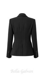 Flowering Girl Women Nail Drill Dragonfly Embroidery Blazer in black