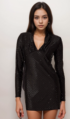 Flowering Girl Women Mariasole embellished plunging V-neck studded mini dress