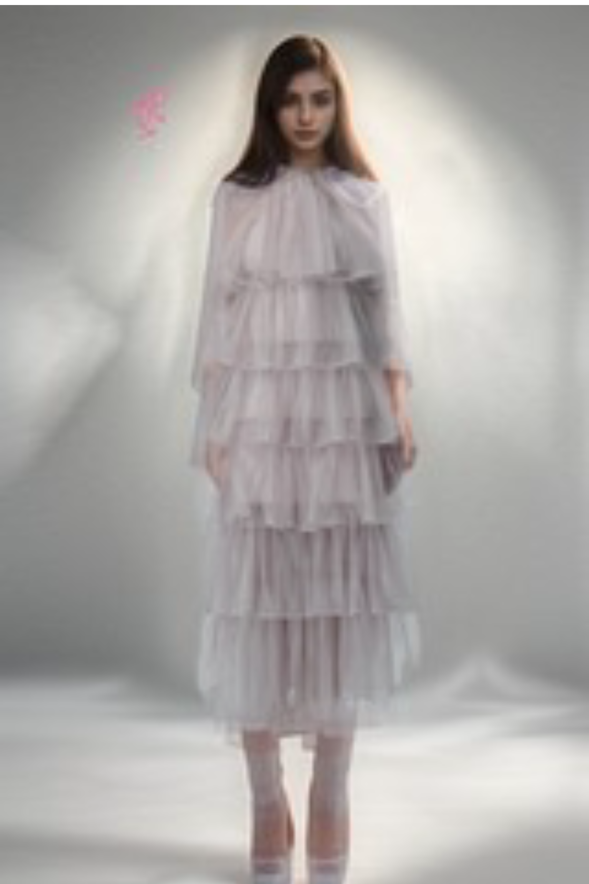 Flowering Girl Women Layered Ruffle Halter Dress With Sparkle Sheer Fabric