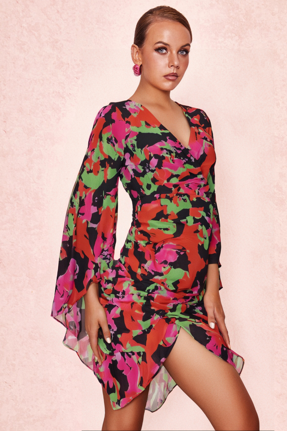 Flowering Girl Women Printed Ruffle Mesh Dress