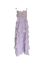 Flowering Girl Women stacey sequined 3d-petal tiered maxi dress in purple