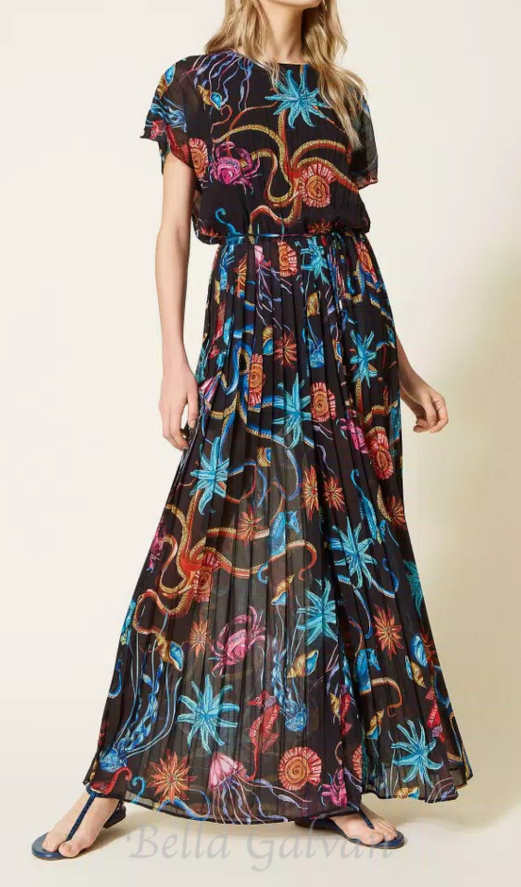 Flowering Girl Women Printed jumpsuit in pleated georgette