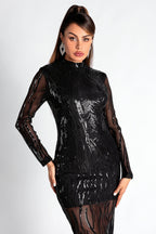 Flowering Girl Women Smendes Sequin Mesh Feather Dress