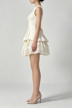 White Square Neck Corset Layer Lace Mini Dress