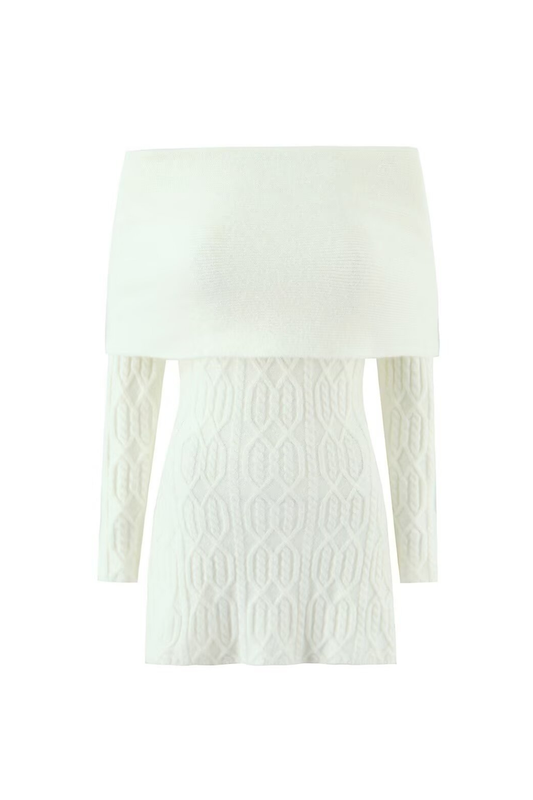 gwendolyn Off Shoulder Knit Mini Dress - White