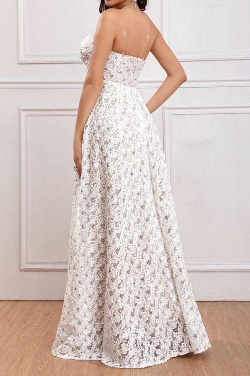 Flowering Girl Women Aura Sequin A Line Maxi Dress In White