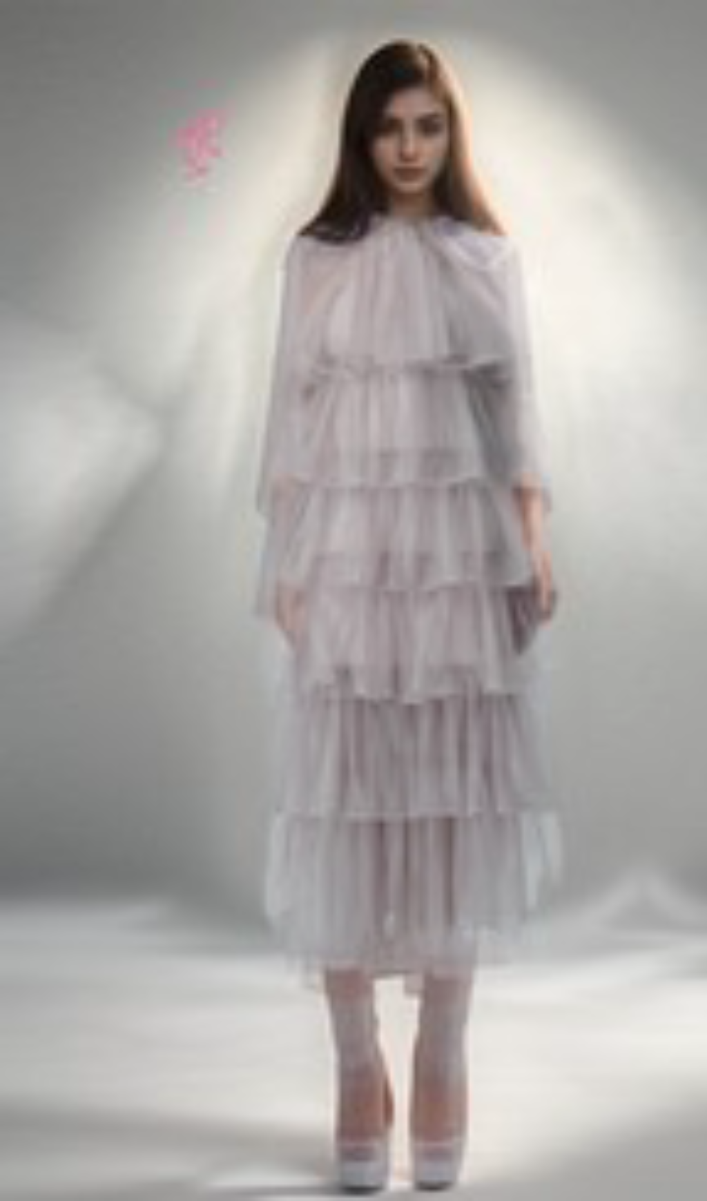 Flowering Girl Women Layered Ruffle Halter Dress with Sparkle Sheer Fabric