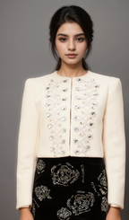 Flowering Girl Women Nerina white crystal-embellished tweed jacket