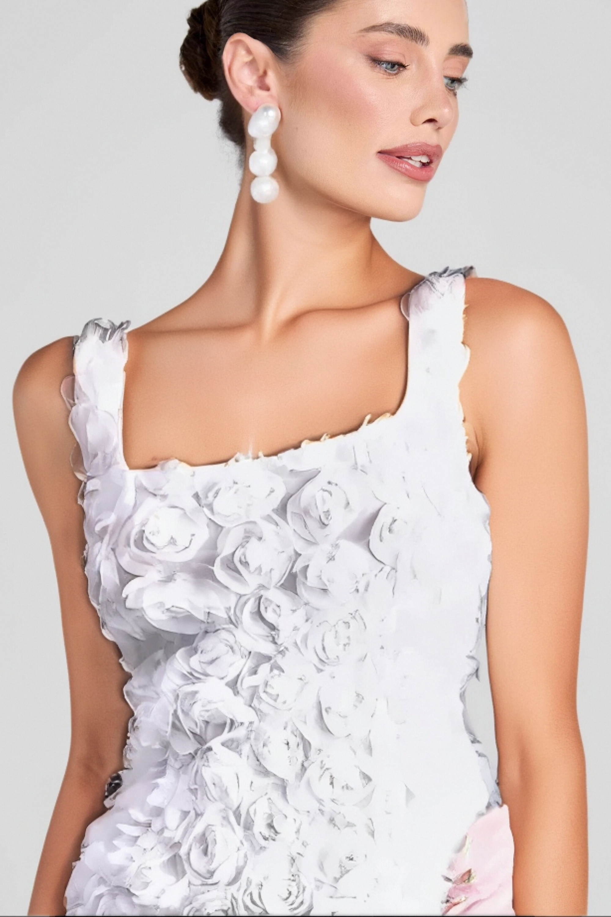 Flowering Girl Women White Flower Mini Dress
