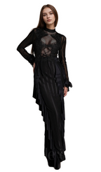 Flowering Girl Women alani Panagas Long Sleeve Mesh Ruffle Dress
