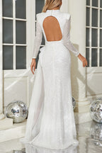 Flowering Girl Women Yvette Pearl Embellished Sequin Maxi Dress In White