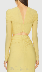 Flowering Girl Women cut out bodycon bandage maxi dress in yellow