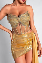 Flowering Girl Women Silsi Diamond Corset Metallic Dress Set