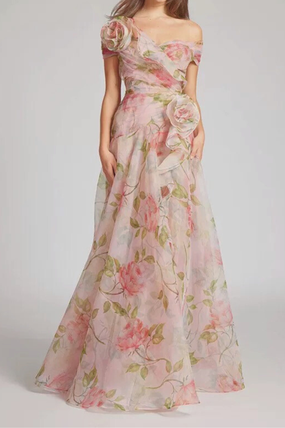 Flowering Girl Women simona Sleeveless Flowers Flounce Maxi Dress