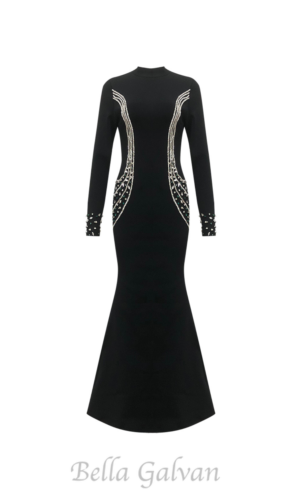 Flowering Girl Women Ashley crystal embellished bodycon maxi dress in black