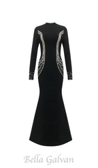 Flowering Girl Women Ashley crystal embellished bodycon maxi dress in black