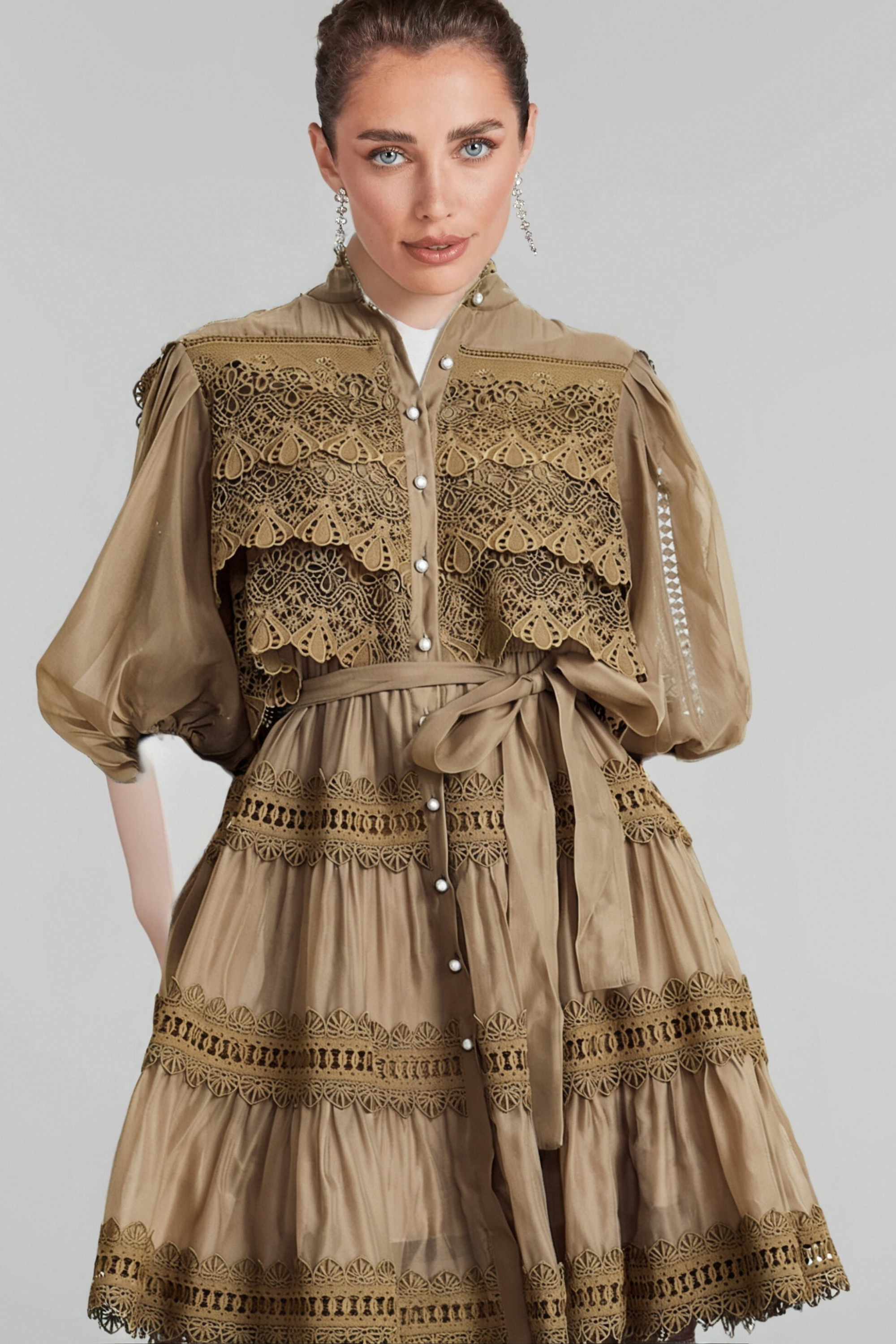 Flowering Girl Women Inès Lace Cut-Out Layered Mini Dress