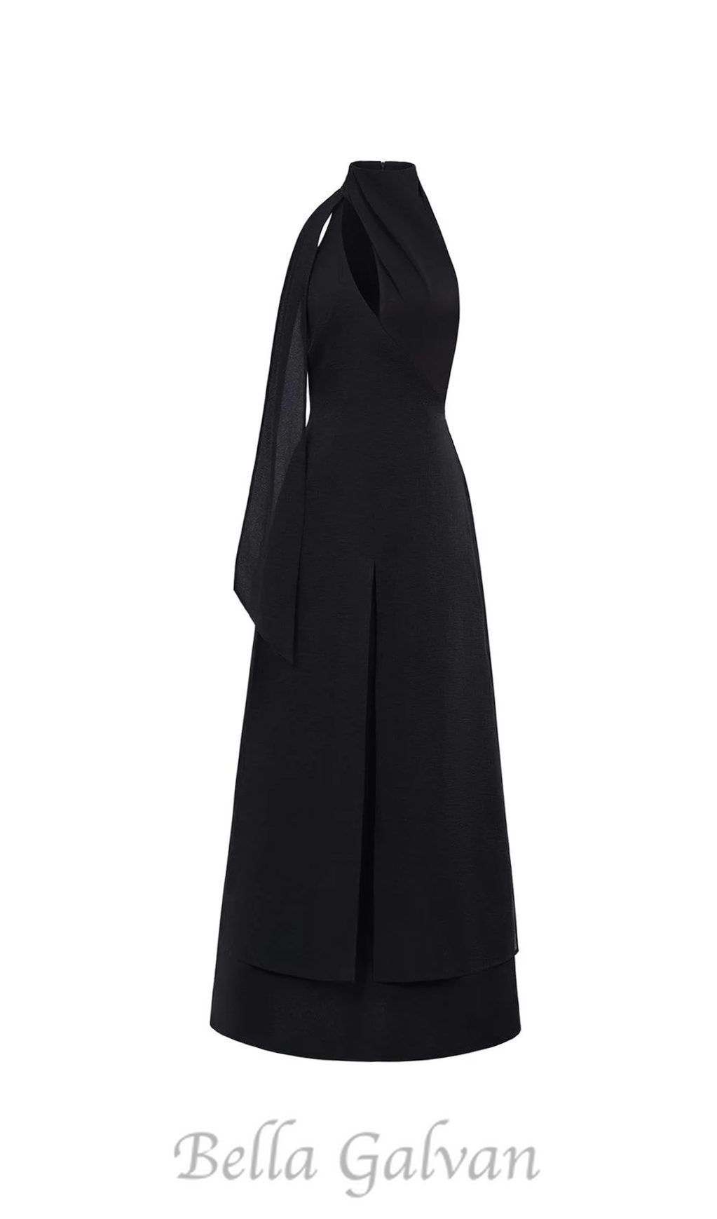 Flowering Girl Women Yen Layered High Neck Floss Silk maxi Dress in black
