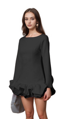 Flowering Girl Women Elodie bubble-skirt mini dress in Black