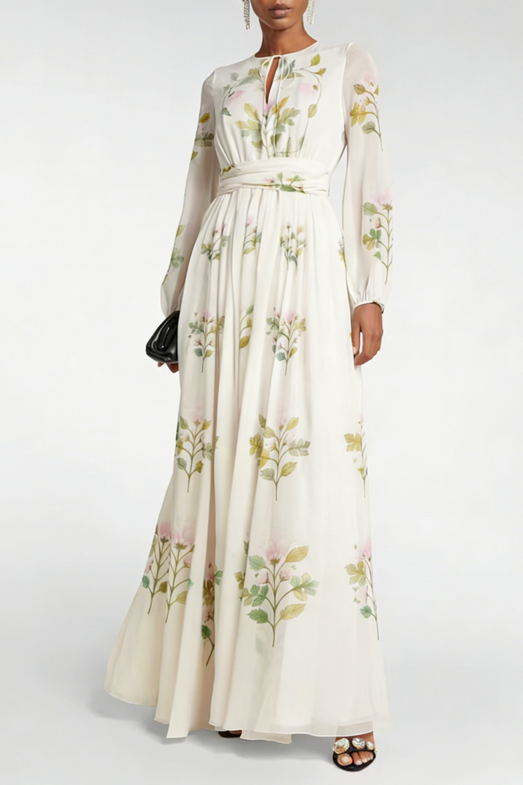 FLORAL SILK GEORGETTE MAXI DRESS