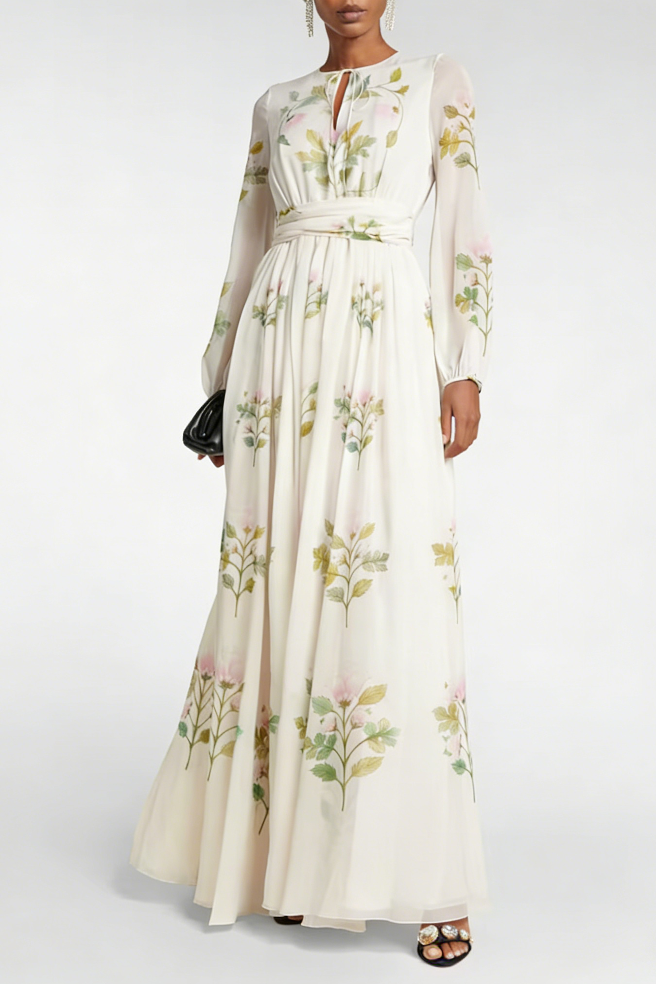 FLORAL SILK GEORGETTE MAXI DRESS