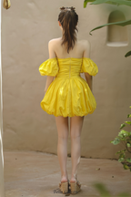 Flowering Girl Women Bonnie puff strapless Mini Dress in yellow