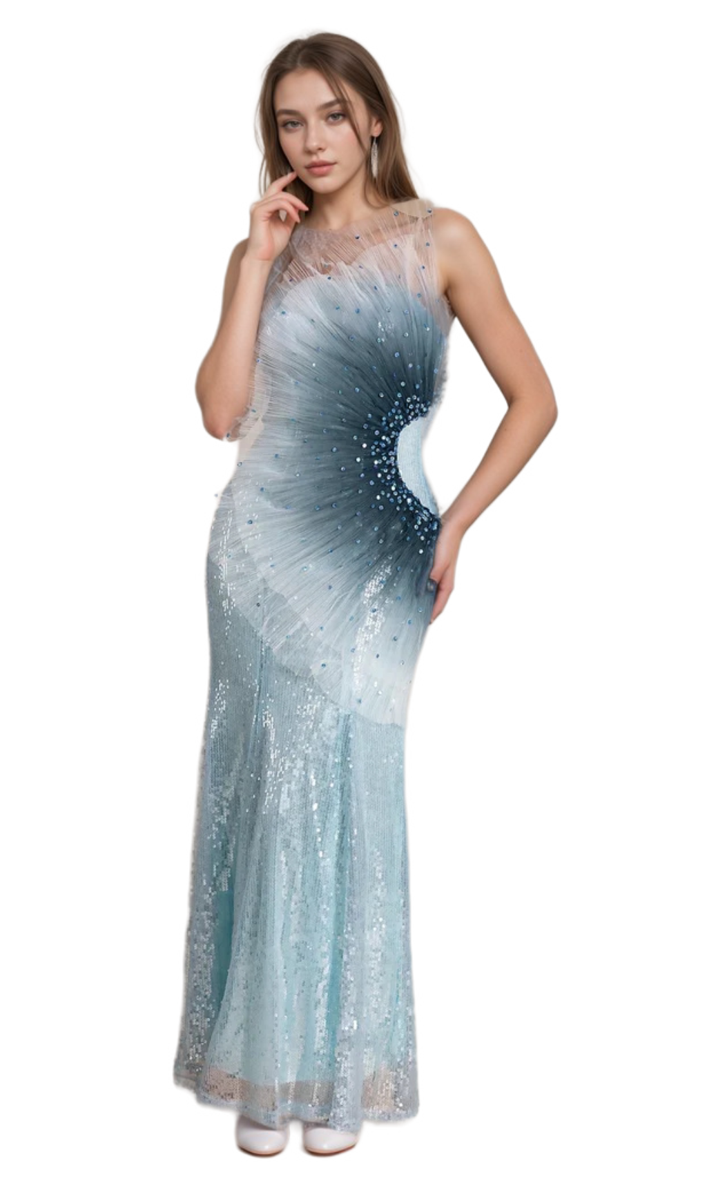 Flowering Girl Women alyssa Samira Gradient Embellished Mermaid Maxi Dress