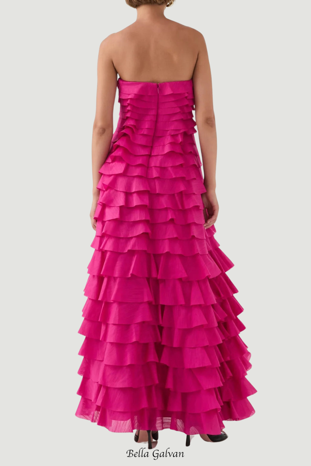 Flowering Girl Women stacey Strapless Layered Maxi Dress in pink