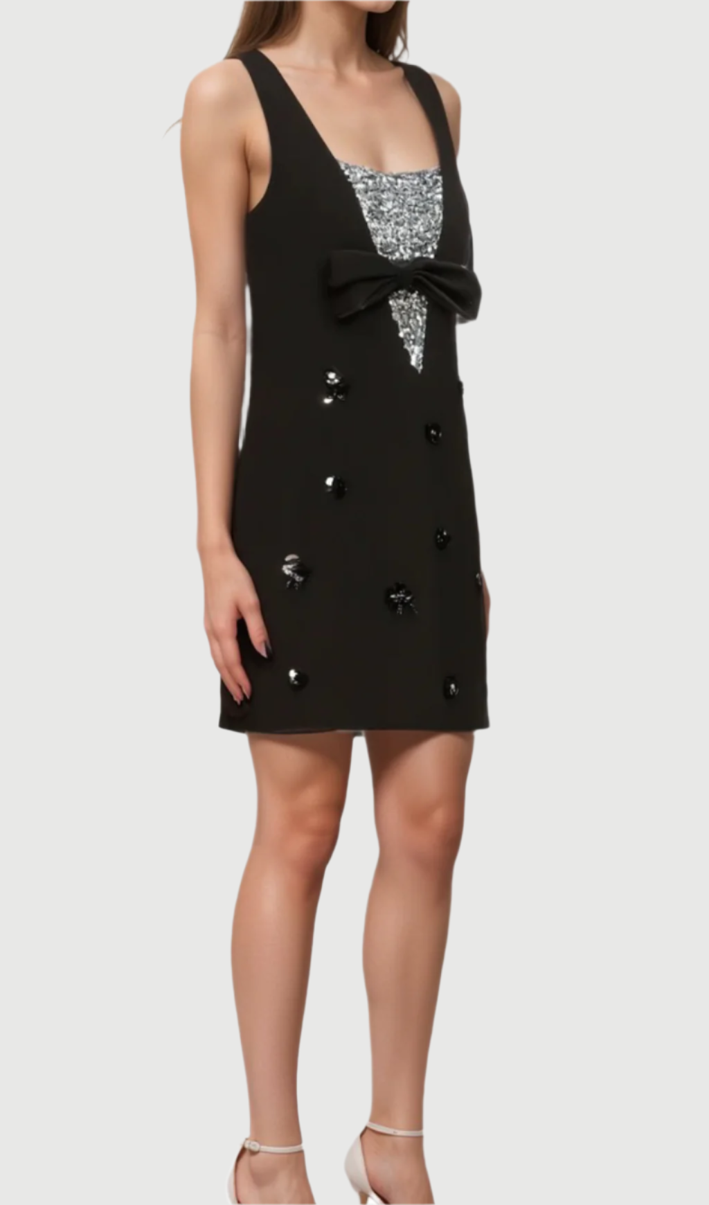 Flowering Girl Women Aviva black 3d-petal sequined mini dress