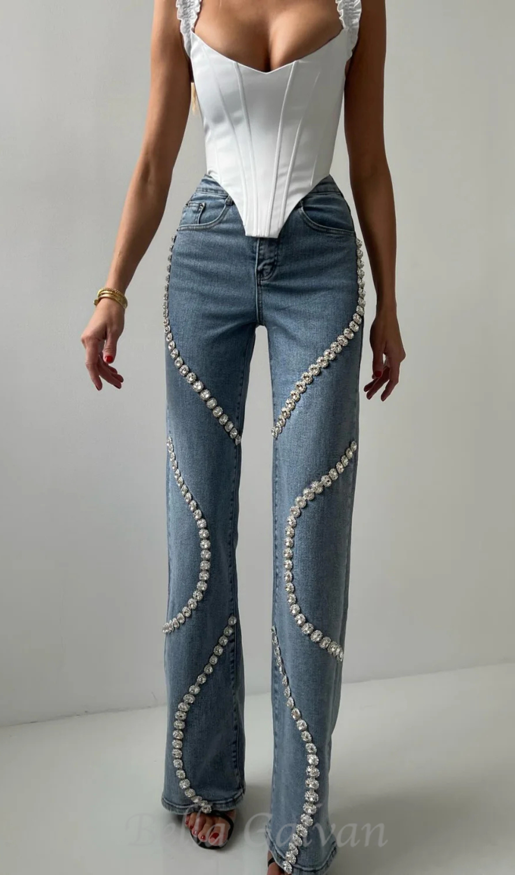 Flowering Girl Women Rabia Rhinestone Jeans in blue
