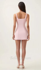 Flowering Girl Women rose shadow satin sleeveless mini dress