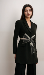 Flowering Girl Women Justine black bowknot cut-out blazer