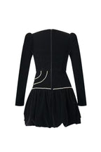 Vanessa Black Square Neck Rhinestone Velvet Mini Dress
