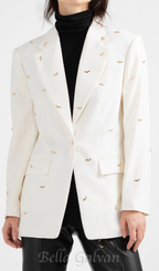 Flowering Girl Women bat-shape embellished blazer in white