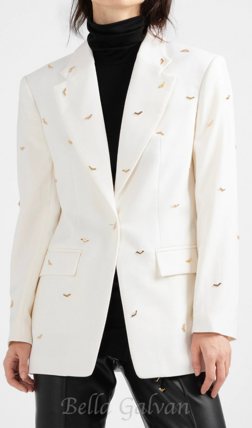Flowering Girl Women bat-shape embellished blazer in white