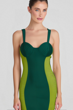 Flowering Girl Women GREEN BANDAGE SLIP MIDI DRESS
