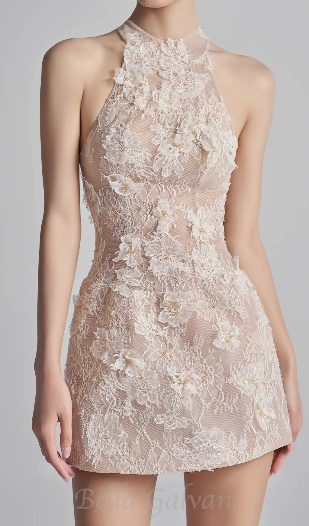 Flowering Girl Women Floral Lace Mini Dress In Beige Orange